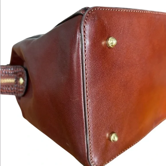 Brahmin Cognac Croc Leather Satchel Bag EUC - Picture 6 of 12